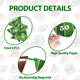 WEEPA Football Party Banner Decorations 4 Pcs Football Paper Pennant Banner Football Theme Triangle Flags Congratulations Banner Football Pennant Bunting Flags for Tailgate Party Decorations