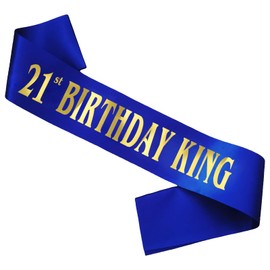 Novaflare 21st Birthday King Sash for Boy, Royal Blue Birthday Sash for 21st Birthday Party Supplies, Birthday Gifts for Boy 21st Birthday Party Favors