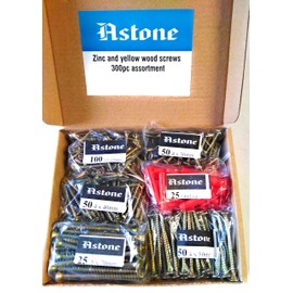 Astone wood screw assortments (300pc: 4 x 70mm, 50mm, 40mm, 30mm, 3.5 x 25mm)
