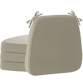 Nobildonna Chair Cushions for Dining,Kitchen,Office, 2'' Thick High-Density Foam Seat Pads with Gel-Infused, Non-Slip, Removable Washable Cover with Ties, Chair Pads,17" x 16",Khaki Gray,Set of 4