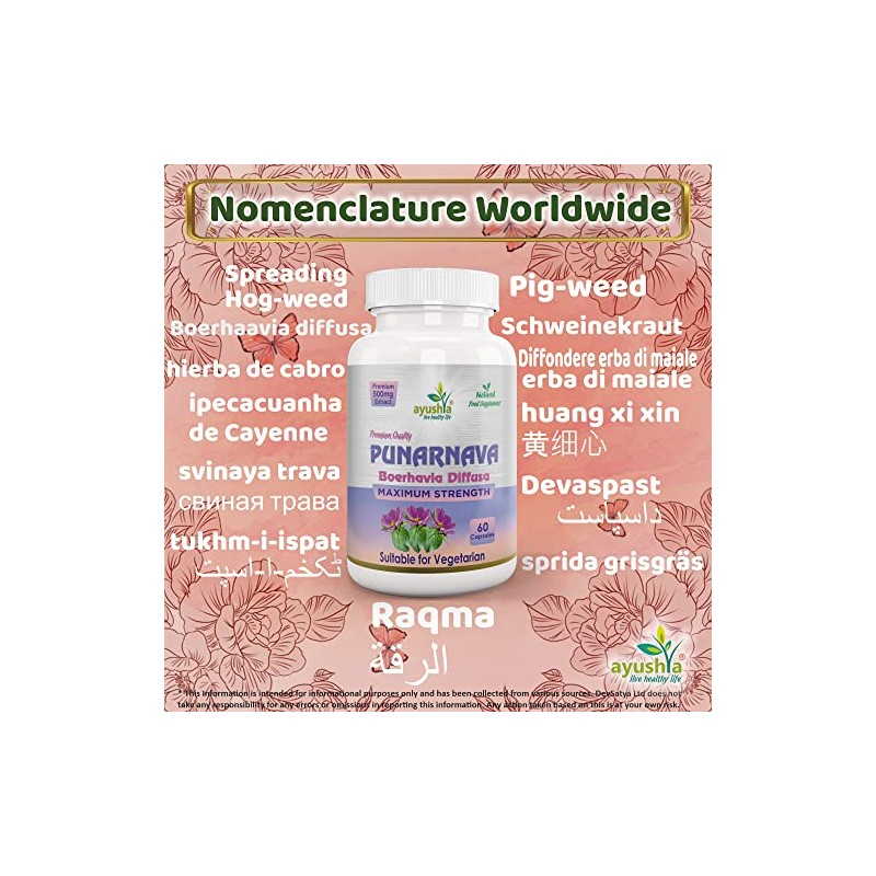 Ayushya Punarnava Capsule (Boerhavia Diffusa), 60 Capsules, Natural