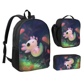 DAAGETCV Cute Axolotls Fish 3Pcs Backpack Unisex Adjustable Backpacks,Travel Laptop Backpack