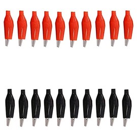 20 Pcs Alligator Clips Black Red Soft Insulated Boots Covered Test Lead Clamp 1.4''/35mm