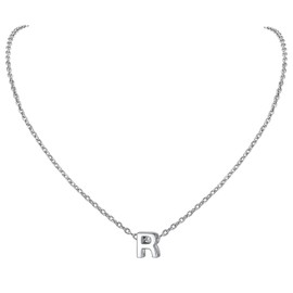PROSILVER R Necklace Initial Letter Layered Initial Necklaces for Women Valentines Necklaces Sterling Silver Initial R Chain