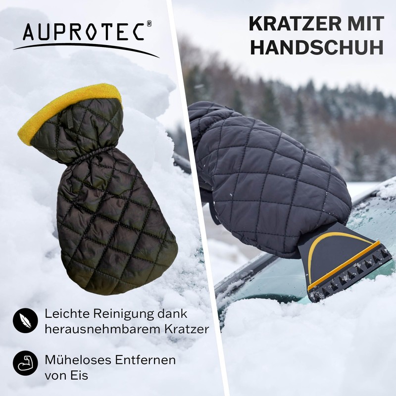AUPROTEC Ice Scraper Lined with Glove, Warming Snow Scraper Car