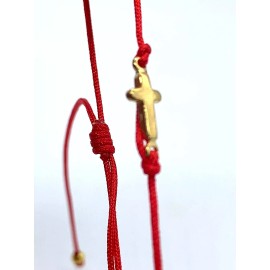 trendy Red String Bracelet Cross Golden Religious Adjustable Knot 6-10in Long pack x6
