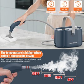 10 in 1 Multi-function Steam Cleaner for Home, Portable Handheld Steamer for Cleaning, 1200W High Pressure Steam Cleaner for Car/Kitchen/Upholstery/Glass/Tiles/Fabric, Blue