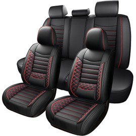 ITEYAO Car Seat Covers for Mazda CX-30/CX30 2020-2024 2025, Premium Faux Leather Seat Cover for Car 5 Seats Full Set, Breathable Waterproof Auto Seat Cover Protectors Airbag Compatible(Black&red)