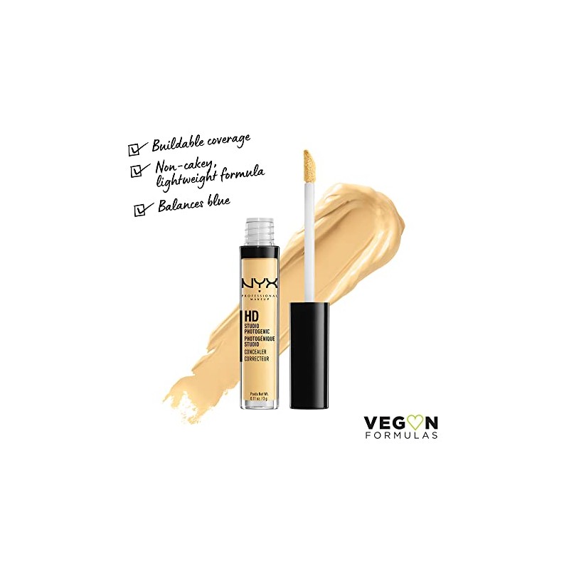NYX Professional Makeup, HD, Corrector de Maquillaje, Yellow, 3G