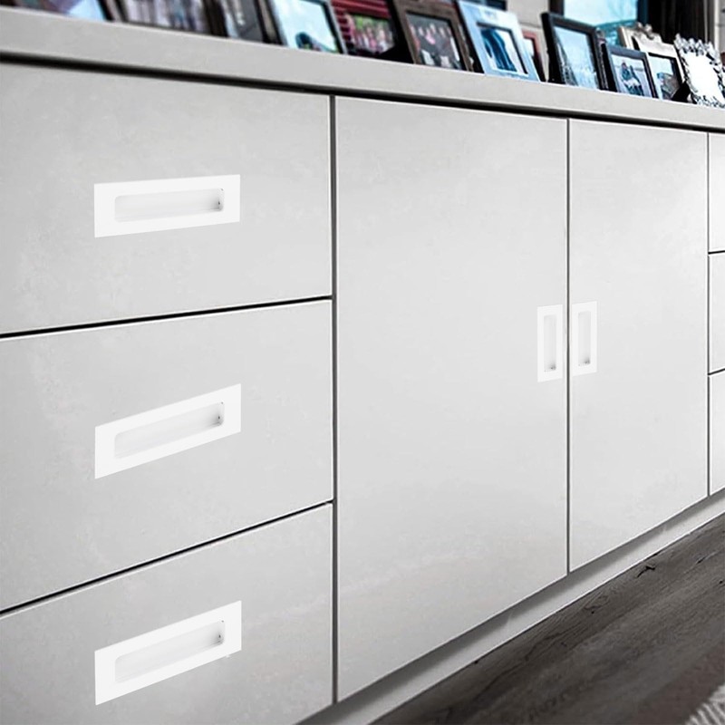 MOROBOR 2 Pack Recessed Finger Flush Pulls, Warm White Rectangular