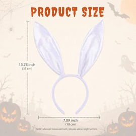 Diademas de Halloween con orejas de conejo blancas para mujer, diadema de orejas de conejo para adultos, accesorios de disfraces de cosplay de Pascua,
