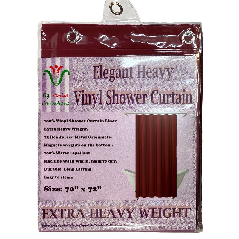 Venice Collections Elegant Heavy Duty Vinyl Shower Curtain Liner with