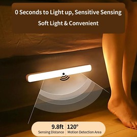 BY-J 2-Pack Rechargeable Stick-on LED Night Light with Auto Dusk to Dawn Sensor, Adjustable Brightness Warm White Lights for Hallway Bedroom Room Kitchen Stairway