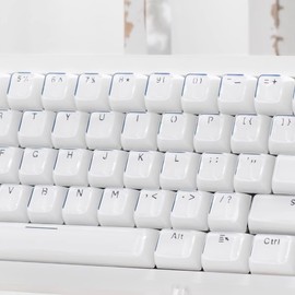 White Keycaps - 136 Keys Crystal Jelly Translucent Keycaps 75 Percent Shine Through MDA Profile Custom Key Caps for Mechanical Keyboards