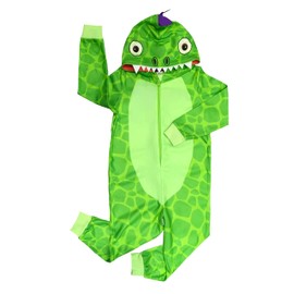 GladRags Boys Girls Kids Dinosaur Hooded Fleece Onesie, All in One, Age 5-6 Years Green