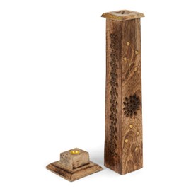 NKlaus Incense Stick Holder Incense Tower Mango Wood Sun Brown 30 x 5 cm Tower Holder 2561