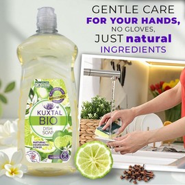 KUXTAL Dish Soap Liquid 3 Pack | Biodegradable & Eco-Friendly | Naturally Derived Ingredients | Gentle on Hands | Tough on Grease | Natural Citrus Scent | 27.7 fl oz Each