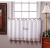 Today's Curtain Capri Reverse Embroidery Tab Top Tier 36", White/Rose,