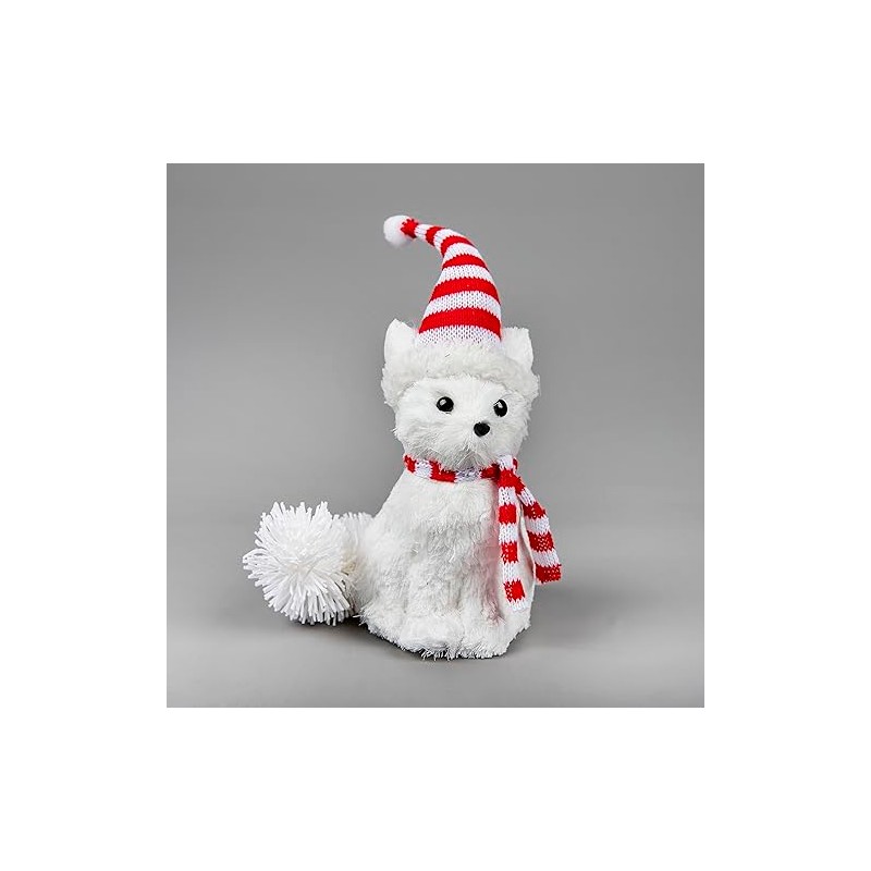 SHATCHI 20cm Arctic Fox Figure Christmas Tabletop Centrepiece Showpieces Home