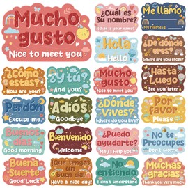 Wxiben Spanish Classroom Decorations Posters - 20 Pcs Phrases Spanish Posters Set, Spanish Classroom School Decor Bulletin Board Study Materials for Teachers Preschool Language Learning Posters