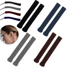 YMCCOOL Eyeglass Retainers, Soft Knitting Cotton Fabric Glasses Ear Grippers, Anti Slip Temple Tips, 55mm - 90mm, 4 Colors