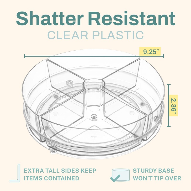 Home Intuition Round Plastic Lazy Susan Turntable Food Storage Container