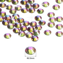QUARKZMAN 2880 Pieces Hotfix Rhinestones Flat Back Crystal Glass Gemstones for Crafts Clothing DIY Decoration (SS10 2.9 mm, White AB)