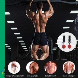 FITactic 3 Inches Groove Rock Climbing Solid Training Cannonball Bomb Power Pull Up Ball Hold Grips for Straps for Finger, Forearm, Biceps, Back Muscles (2 Balls, Black Groove 3")