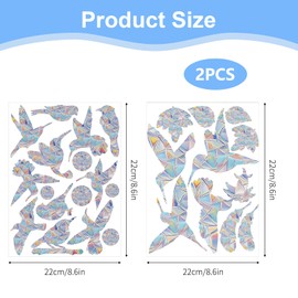 DmDoyy Pack of 26 Prism Window Stickers for Bird Strikes, Bird Impact Protection for Windows, Protects Birds from Glass Collisions, Bird Style, for Stops Birds, Door Windows, Dining Room, Bedroom