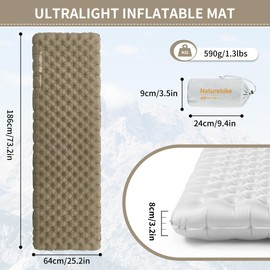 Naturehike Camping Sleeping Mat Ultralight Inflatable Air Mattress Waterproof Durable with 3.2 R Value for Trekking Hiking Backpacking