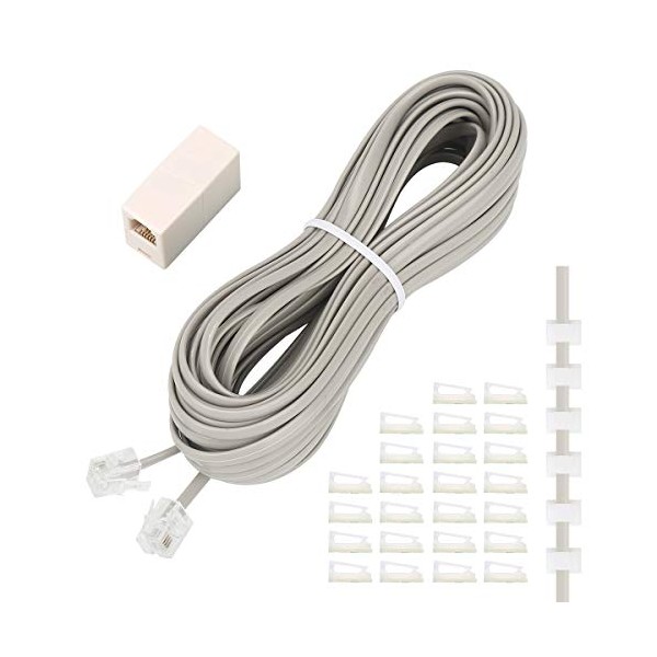 Phone Extension Cord 33 Ft, Telephone Cable with Standard RJ11