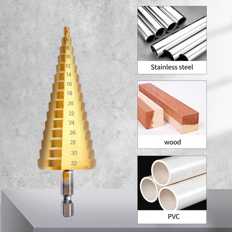 FUZVOL 3 PCS HSS Step Drill Bits,Drill Bit Set,High Speed