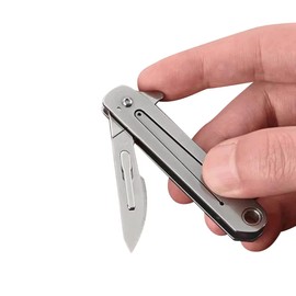 Small Stainless Steel Quick Release Utility Knife,EDC Pocket Knife Folding Knife with 10 Blades。(kpq-1046）