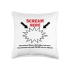 Scream Here Gag Gift Throw/ Couch Pillow Funny Decorative Throw