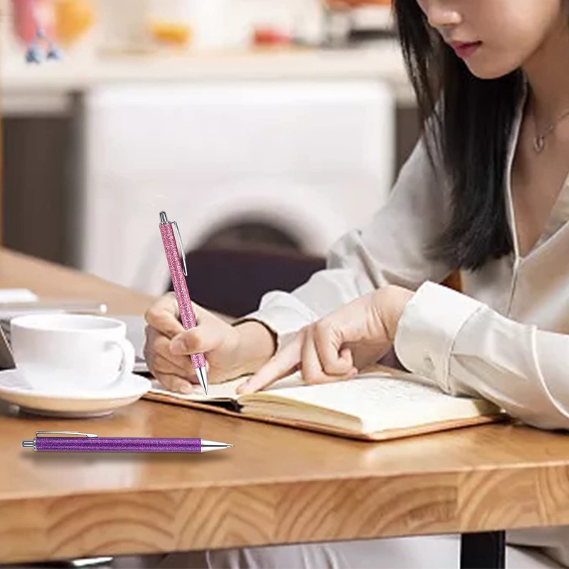 NTGRTY 7 Glitter Ballpoint Pens Bling Metal Pens for School