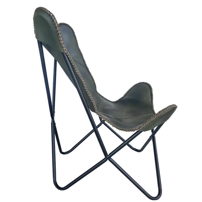 AmeriHome Genuine Leather Butterfly Chair - Light Tan