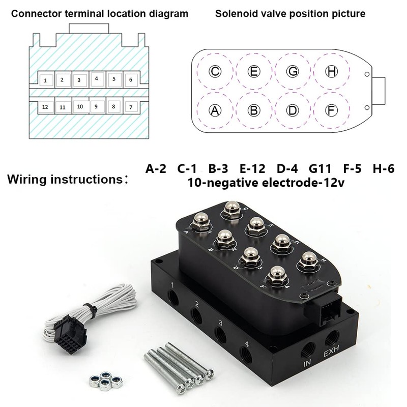 ZHSYMX 12v 8-valve Solenoid Valve Air Ride Suspension Manifold Valve