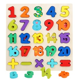 Wooden Jigsaw Puzzles for 2 3 4 Year Old Kids Numbers & ABC Alphabet Learning Toys - Early Education Toys-Wooden Puzzles Montessori Toys for Girls Boys Gifts. (Numbers)