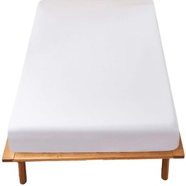 Fitted Sheet, Double Gusset, 13.8 inches (35 cm), White Bed Sheet, 100% Cotton, Mattress Cover, Elastic All Around Rubber, Easy to Put on and Take Off, Box Sheet, Cotton, Textured, Washable,