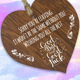 Sorry You're Leaving Hanging Wooden Heart Sign Plaque Work Colleague Leaving Gifts - Dark Wood Hearts Signs, Work Gifts, Leaving Decorations, Christmas Secret Santa Gift, Leaving Present Ideas