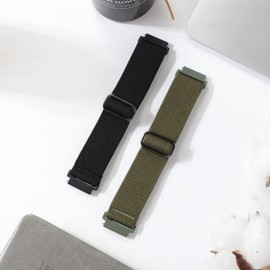 Kollody 2 Pack Stretchy Nylon Watch Bands Compatible with Garmin Vivoactive 5/Forerunner 55/165,20mm Soft Elastic Fabric Adjustable Replacement Sport Loop Straps for Garmin Venu Sq 2 Women Men