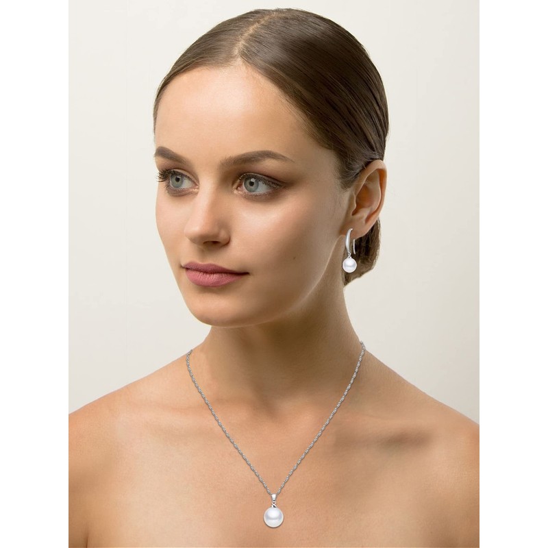 Pearl Necklace and Earring Set Faux Pearl Stud Earrings Pearl