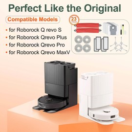 RUKHOOL Accessories for Roborock Qrevo S/Qrevo Pro/Qrevo MaxV/Qrevo Plus Replacement Parts for Qrevo S Accessory Set with 2 Main Brushes, 6 Dust Bags, 4 HEPA Filters, 4 Mop Pads, 4 White Side Brushes