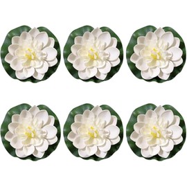 Jinshining 6Pcs White Artificial Lotus Flowers Large Floating Lotus Flowers Faux Lotus Flowers Water Lily Flowers Fish Pond Artificial Plants with Artificial Lily Pads Artificial Flowers