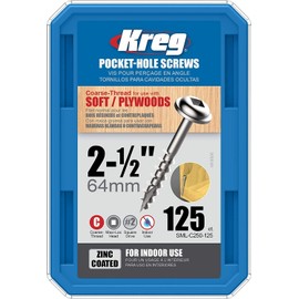 Kreg Pocket Hole Screw, 2.5 inches (64 mm), Coarse (125 Pieces)