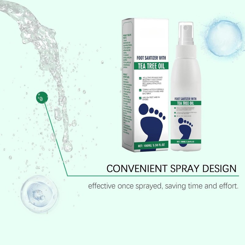 2PCS Foot Sanitizer Spray with Tea Tree Oil,Clear Foot Sanitizer