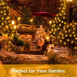 FFZZKJ FFZZKJ Solar Lights Outdoor Garden Waterproof 50LED 5M/16.4Ft Outdoor Solar Fairy Lights for Garden Patio Balcony Terrace Veranda Tree, Warm White