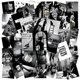 50PCS Black and White Healing Sticker for Water Bottles Laptop Luggage, Cute Aesthetic Stickers Pack, Y2K Accessories Vinyl Waterproof Decals for Woman Girls (Black and White)