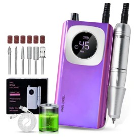Taladro De Uñas Eléctrico Profesional De 45000 Rpm Recargabl Color V4-purple                                                                          