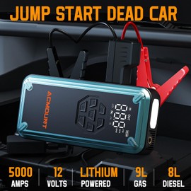 Jump Starter with Air Compressor, Acmount 5000A Car Battery Jump Starter with 150PSI Tire Inflator for Up to 9.0 Gas/8.0L Diesel, 12V Portable Jump Starter Box with LCD Display, Light (Blue)